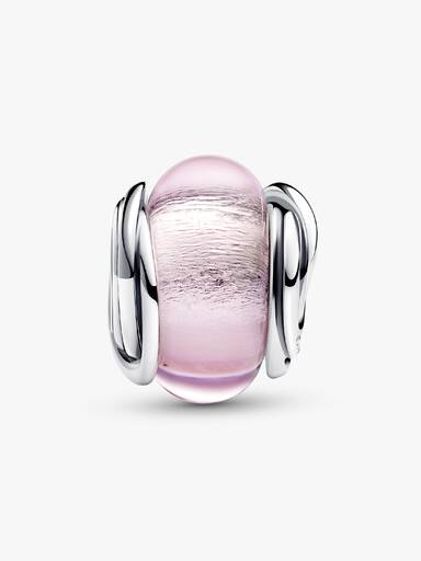 Charm Círculos Entrelazados de Cristal Murano Rosa