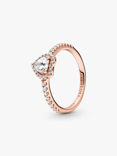 Anillo corazón elevado reluciente