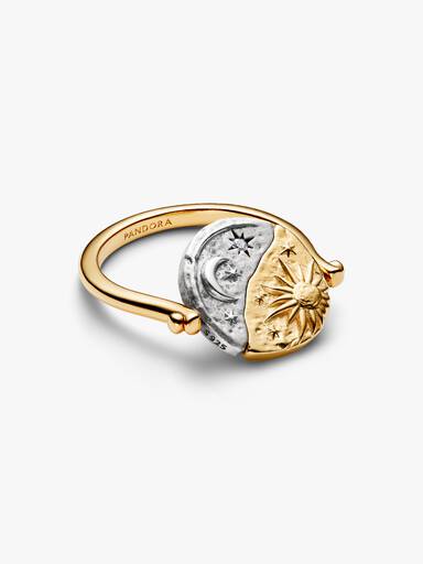 Anillo medallón reversible Sol y Luna