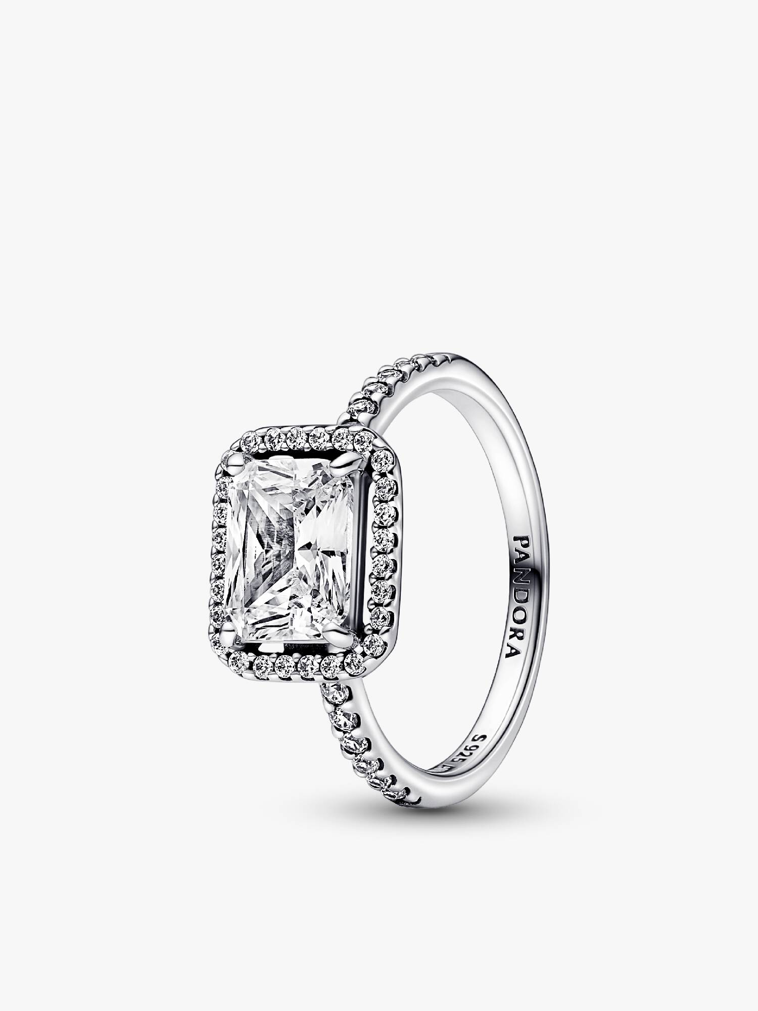 Anillo Halo rectangular reluciente