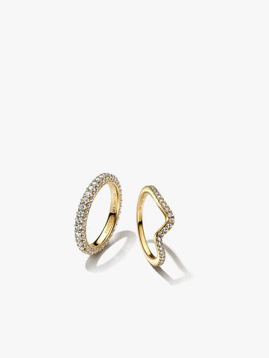 Set de Anillos Pandora Timeless Pavé y Onda Brillante