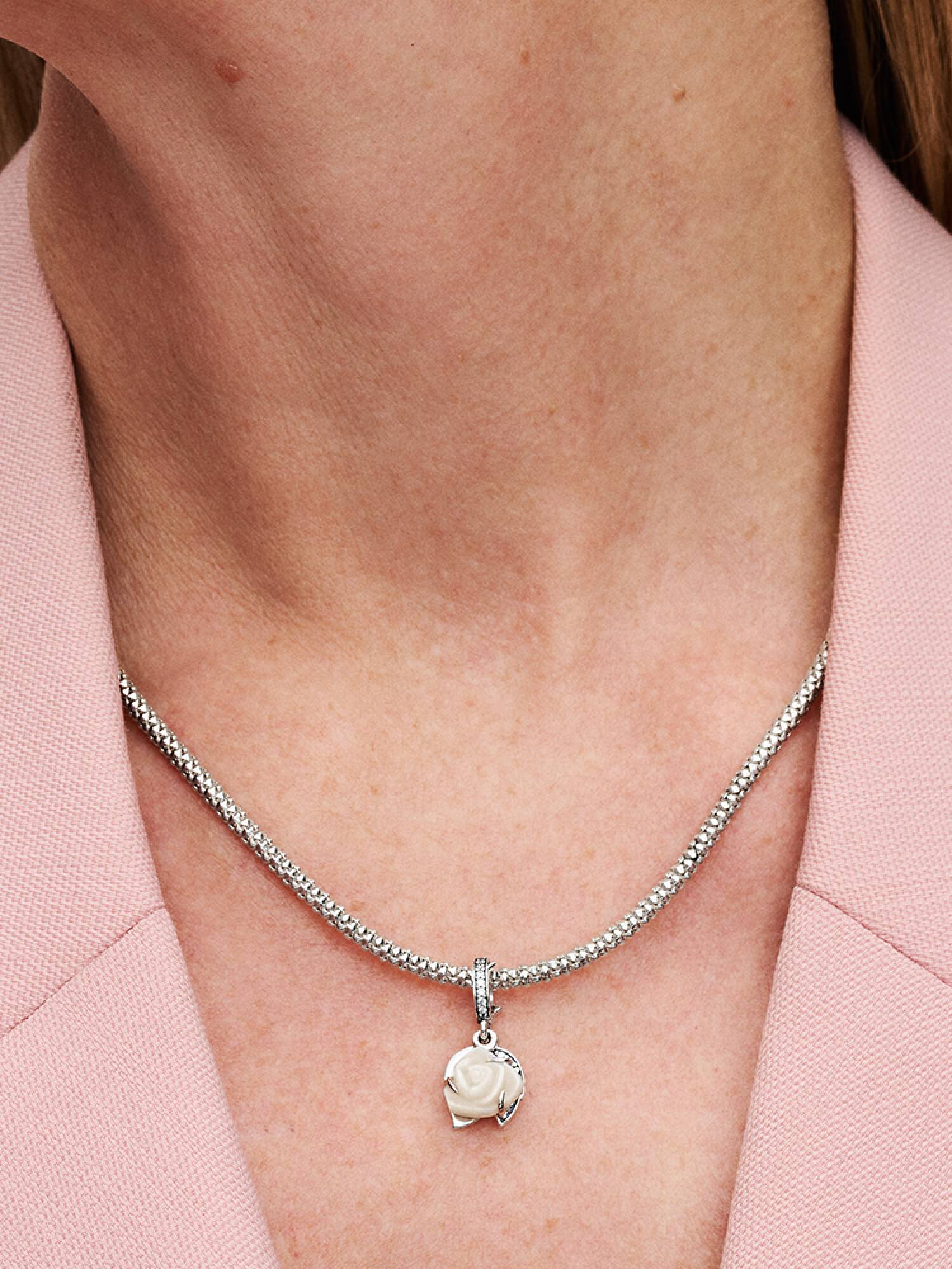 Charm Colgante Doble Rosa Blanca en Flor