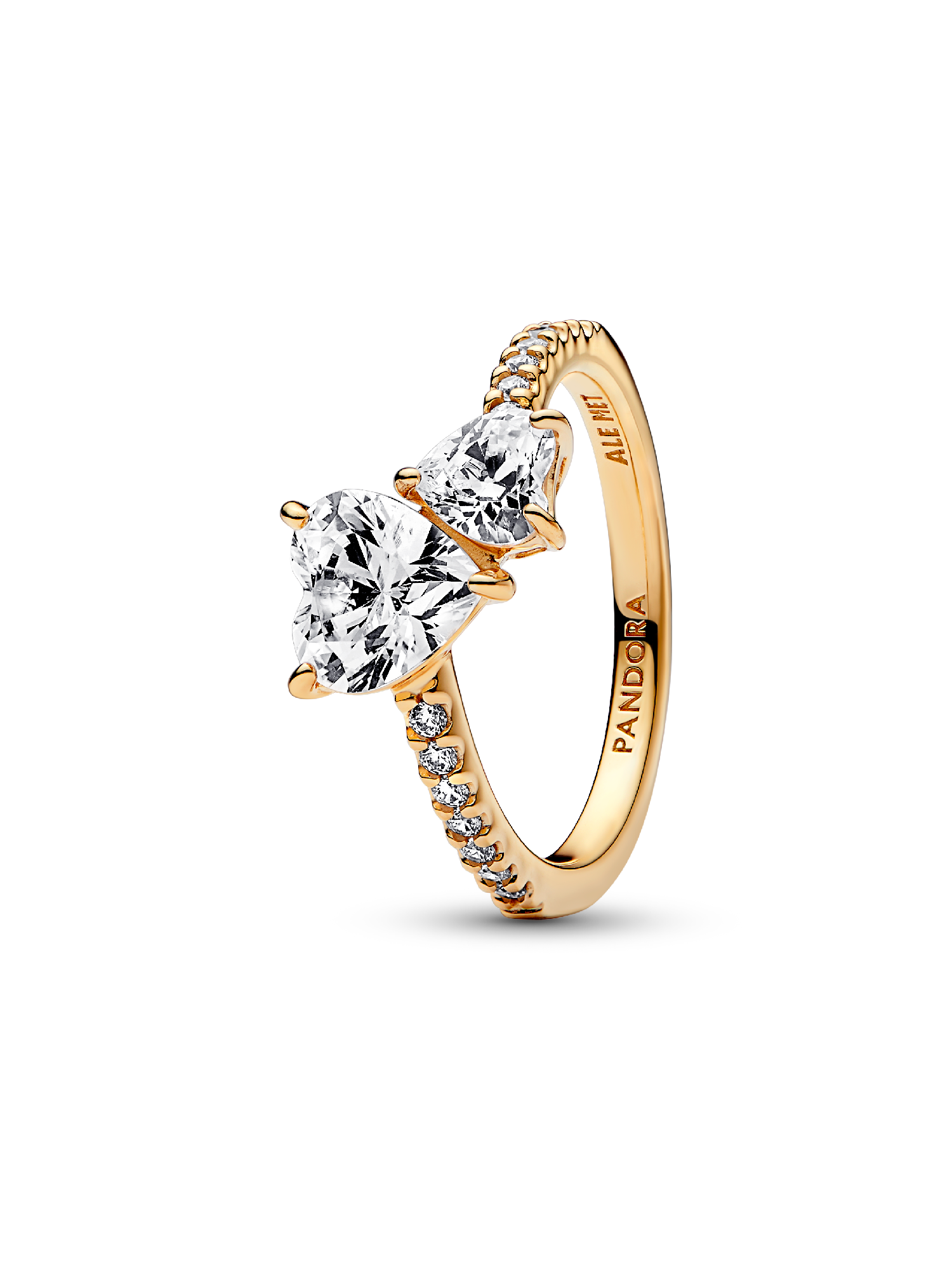 Anillo reluciente Corazón doble