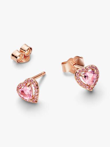 Aretes tipo stud de corazón elevado en color rosa