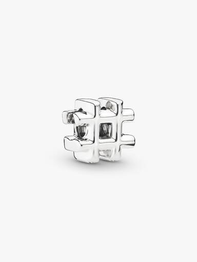 Charm en plata de ley Hashtag