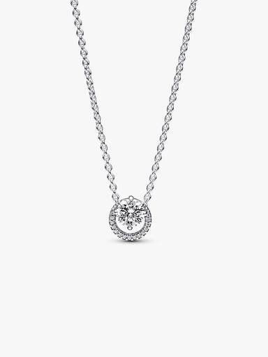 Collar Collier con Colgante Halo Redondo Brillante