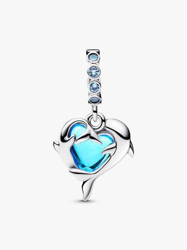 Charm colgante Delfines de cristal Murano azul