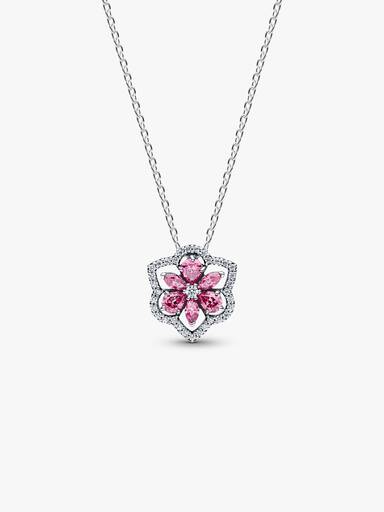Collar con Colgante estilo herbario Rosado Brillante