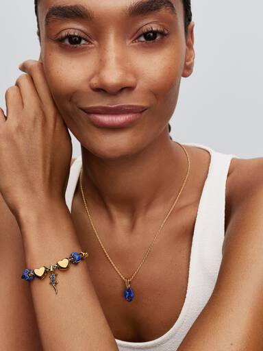 Brazalete de cadena tipo caja de cordón azul
