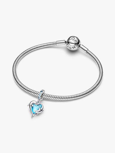 Charm colgante Delfines de cristal Murano azul